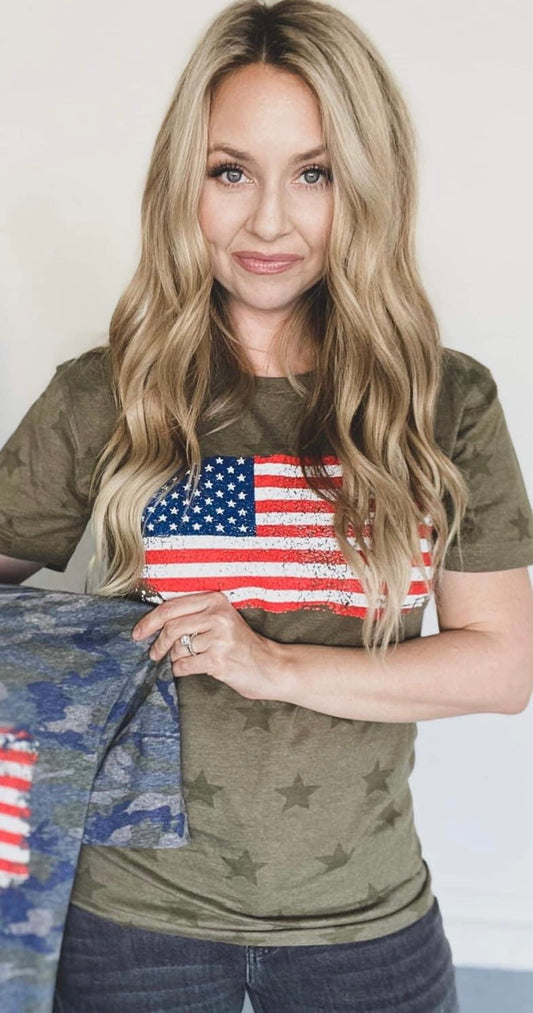 Graphic Tee~ Military Star~ American Flag shirt