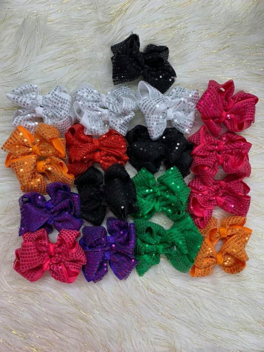 Sequin  Bows ~ Solid set of 2