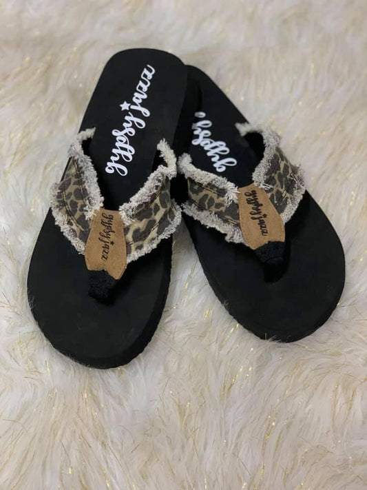 Gypsy Jazz~ Black Tan Leopard Sandals