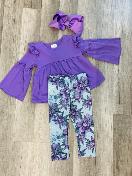 Angel Sleeve Top with Floral Pants