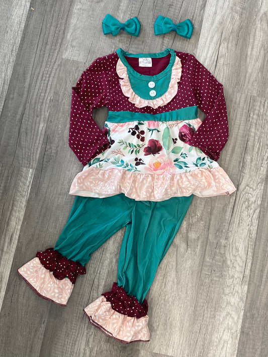 Maroon Floral 2PC Outfit