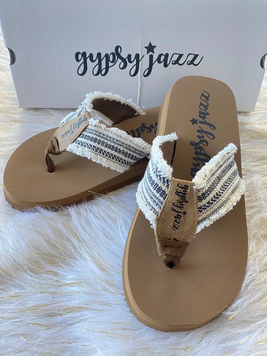 GJazz White/Tan flip flops