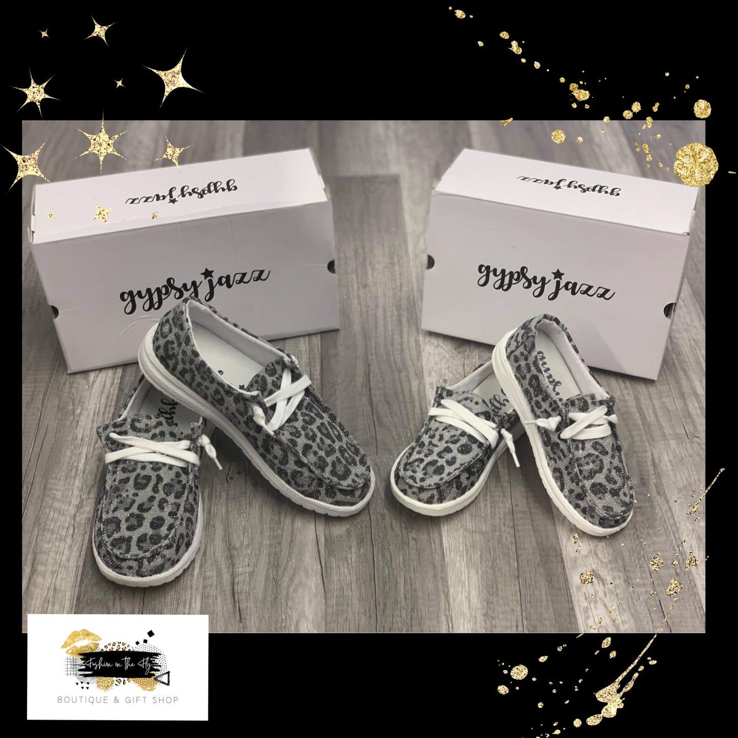 Kids Sparkly Grey Leopard