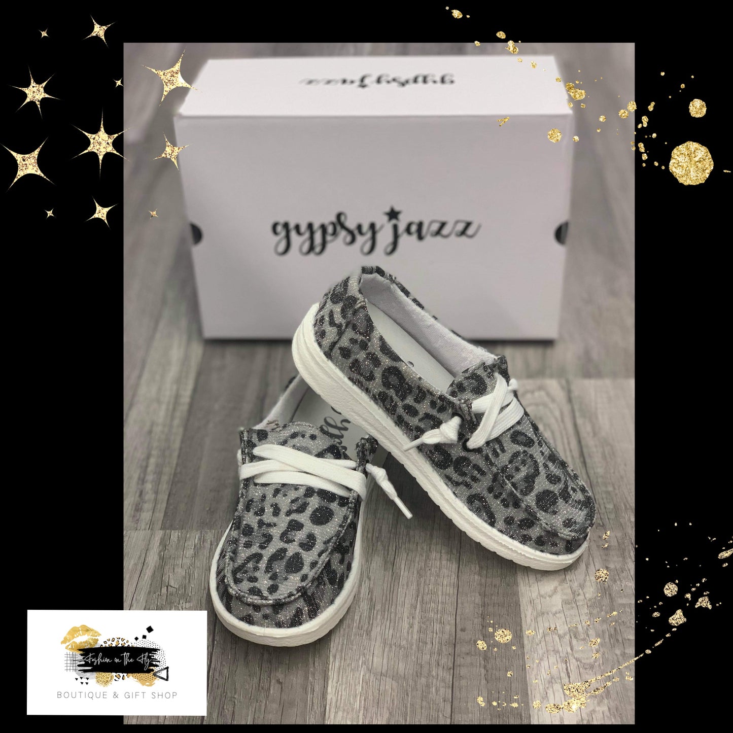 Kids Sparkly Grey Leopard