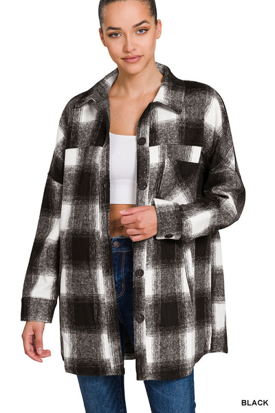 Oversized Longline plaid flannel shacket