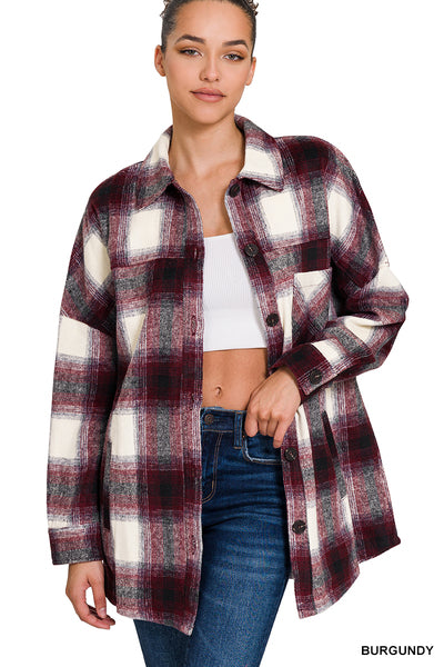 Oversized Longline plaid flannel shacket