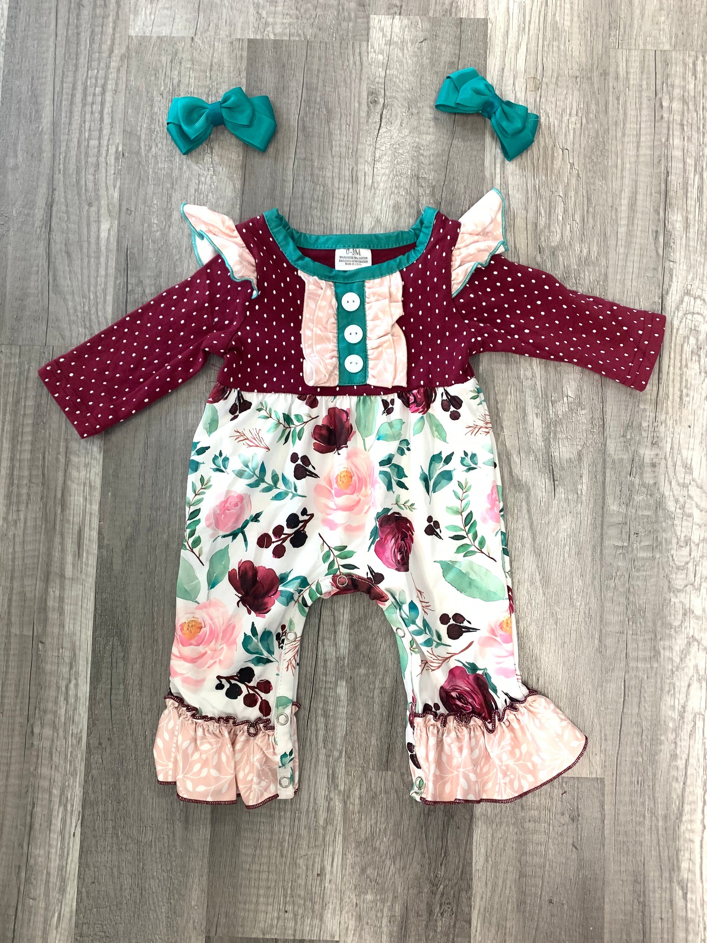 Maroon Floral Romper