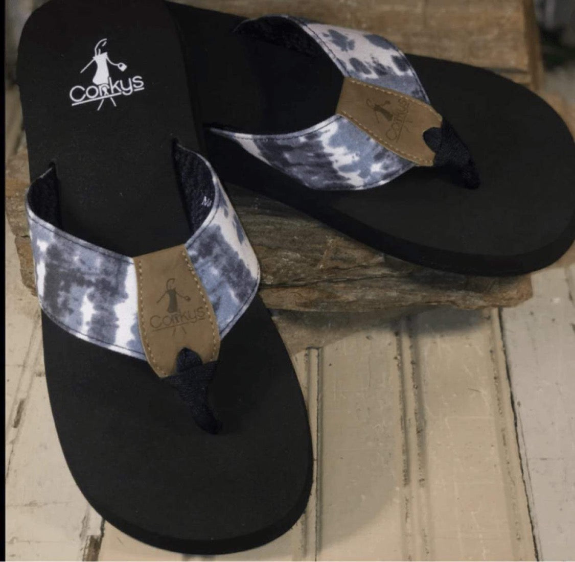 Corkys flip flops dark blue