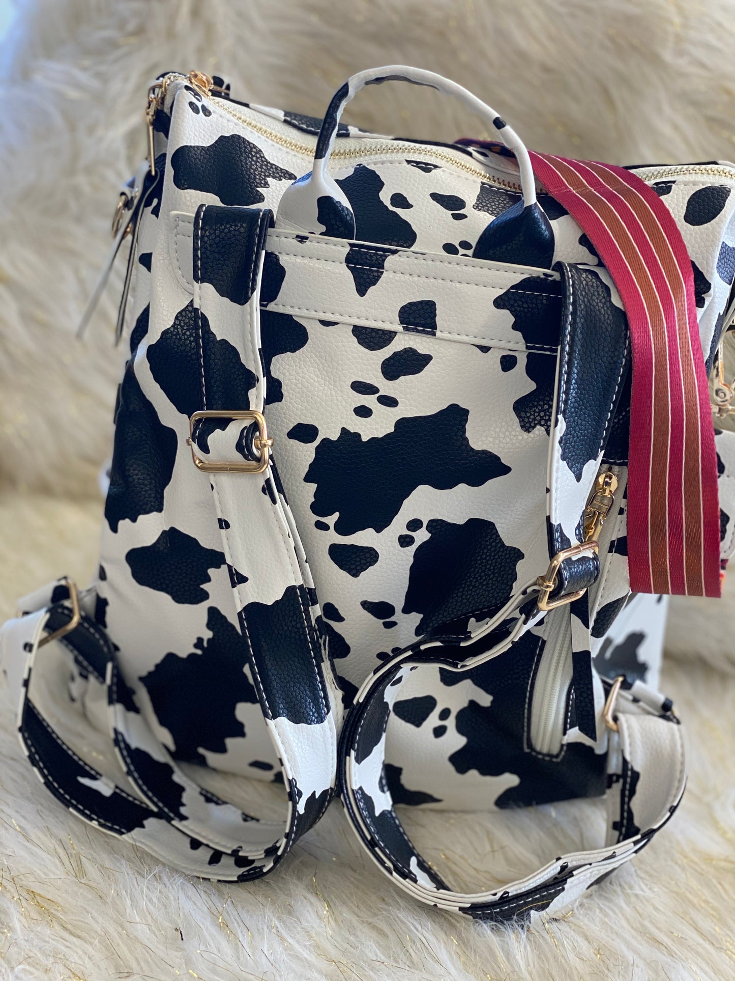 Large Back Pack Purse~ Cow Hide Print