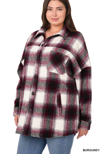 Oversized Longline plaid flannel shacket