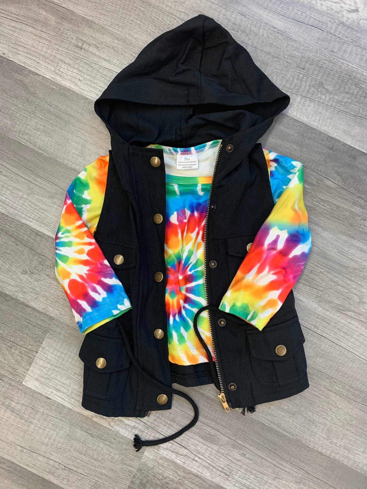 Tie Dye Top W/ Black Vest