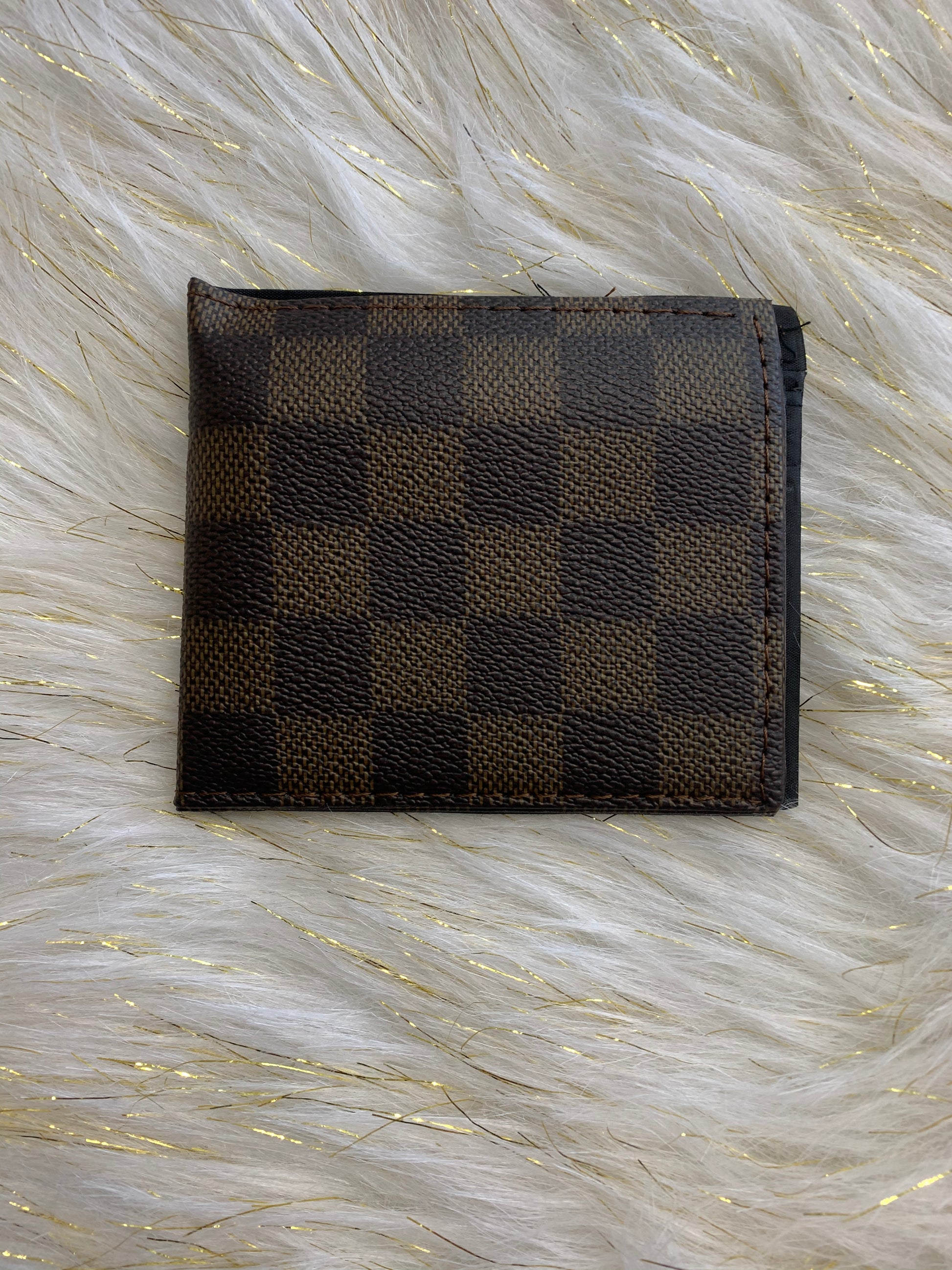 The Trendy Brown Checkered Wallet