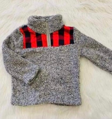 Fleece Plaid Quarter Zip Pull Over