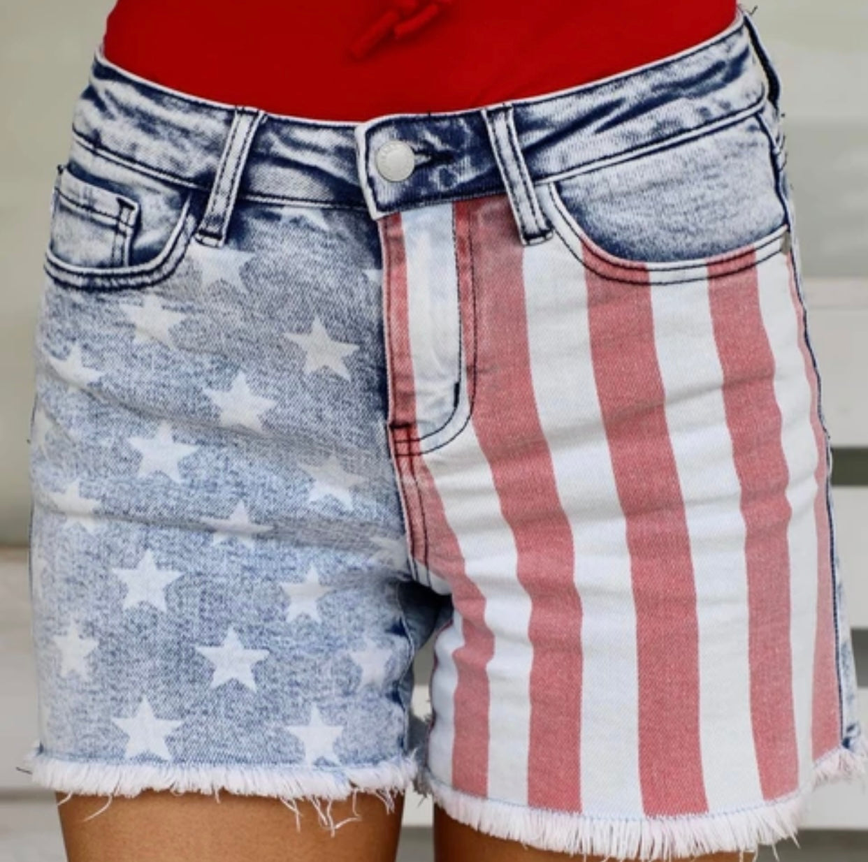 American flag hotsell denim shorts