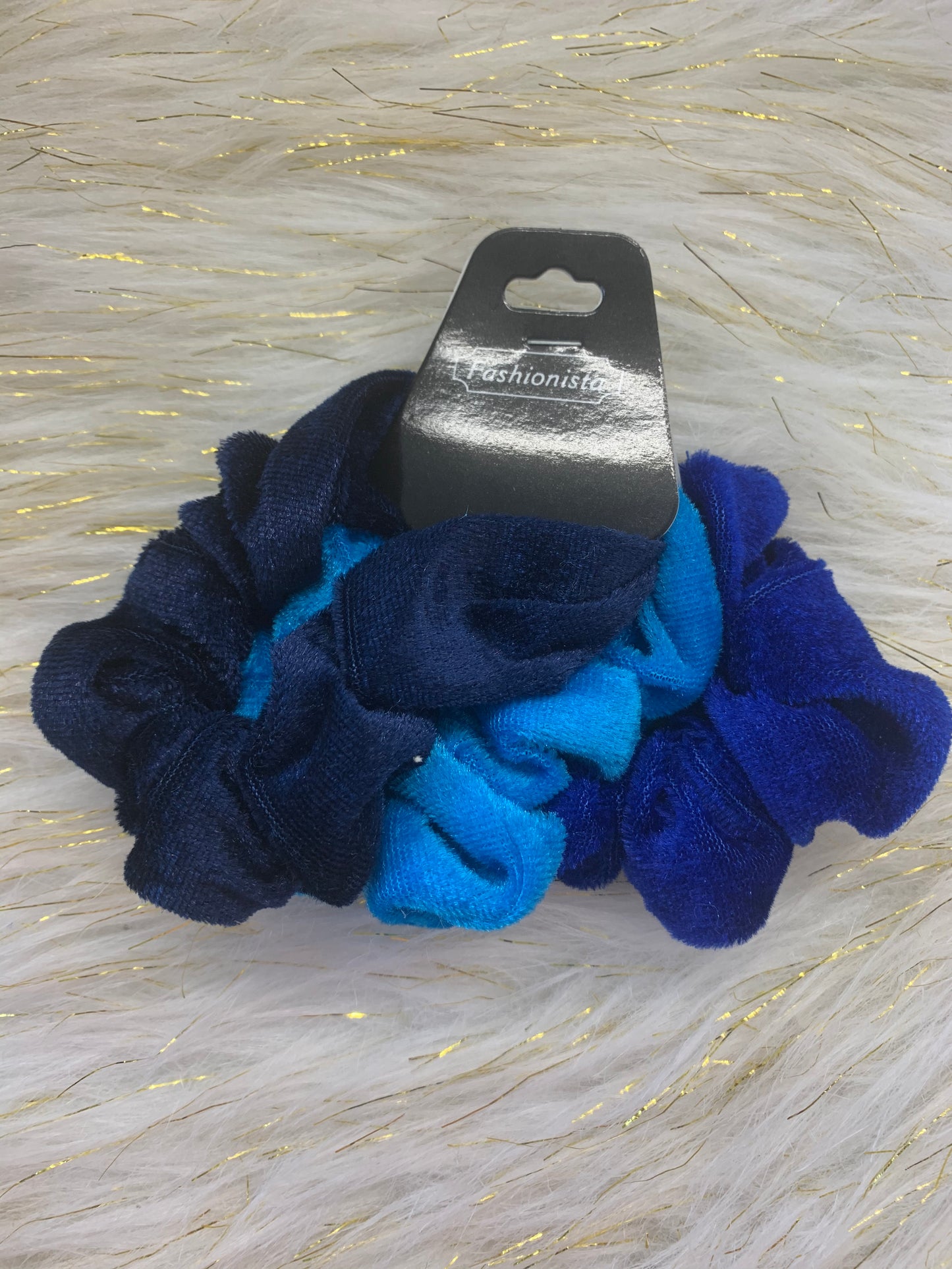 Blue Velvet Scrunchie Trio