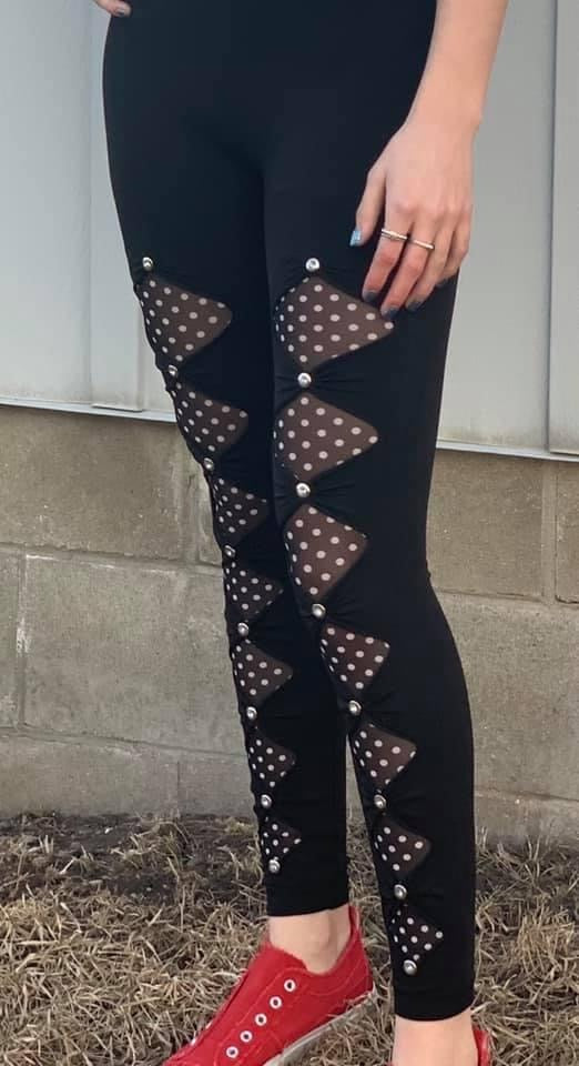 Fashion Cutout Leggings With Rhinestones - In Every Story