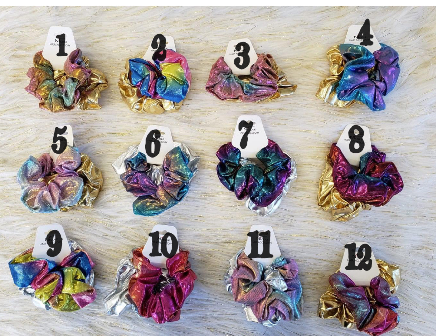 Iridescent metallic  Hair Scrunches