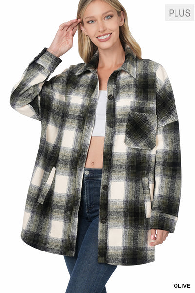 Oversized Longline plaid flannel shacket