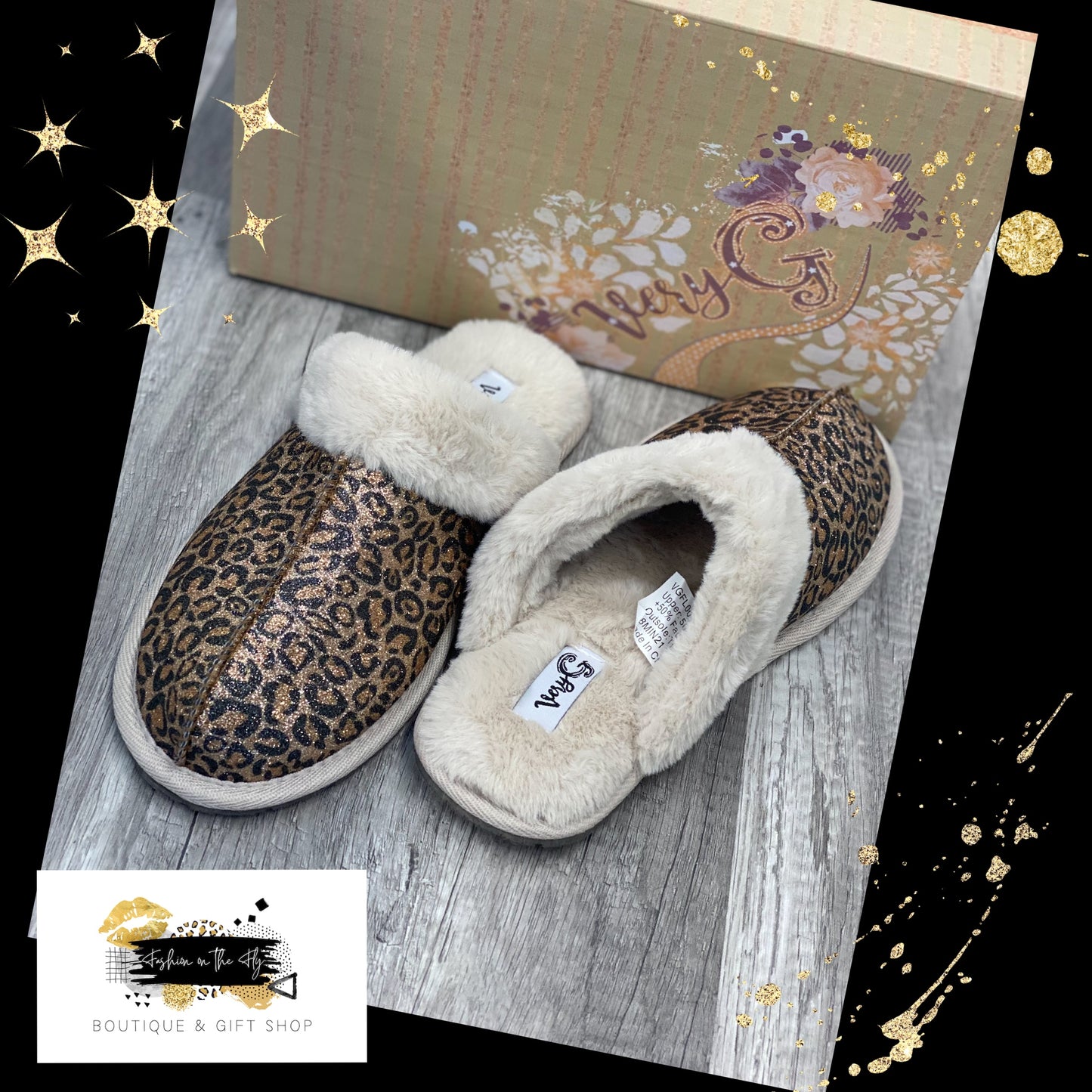 Diggy slippers- Tan Leopord