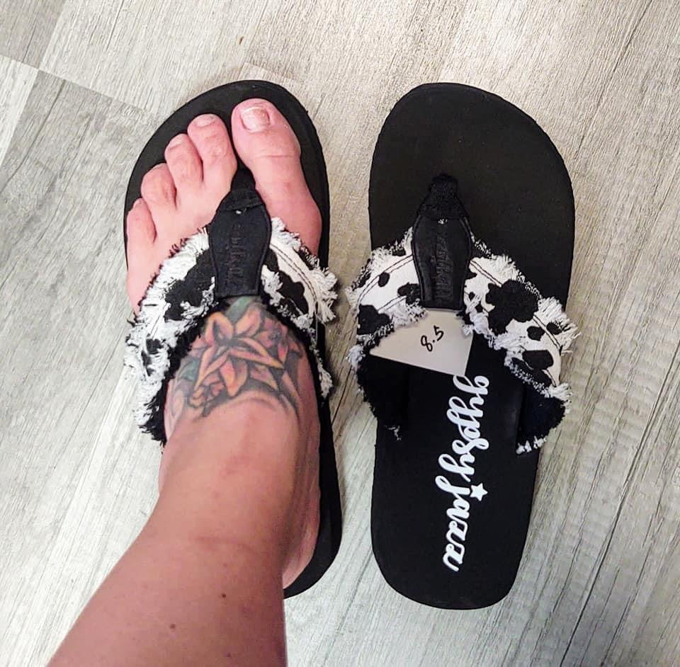 JGazz Flip Flops~ Cow Print