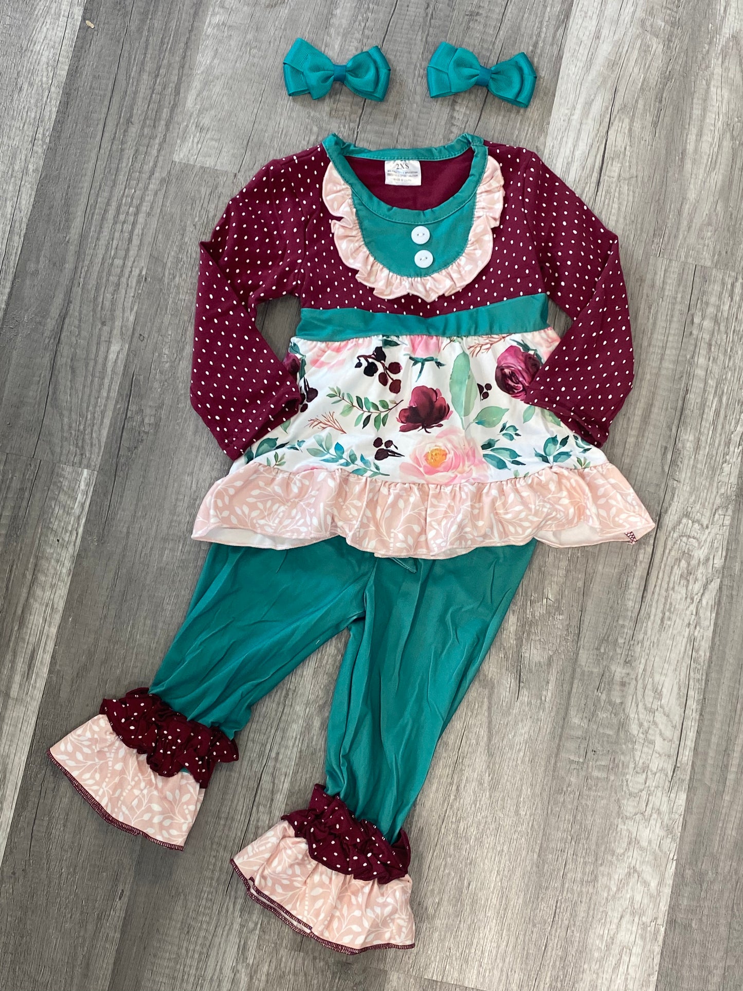 Maroon Floral 2PC Outfit