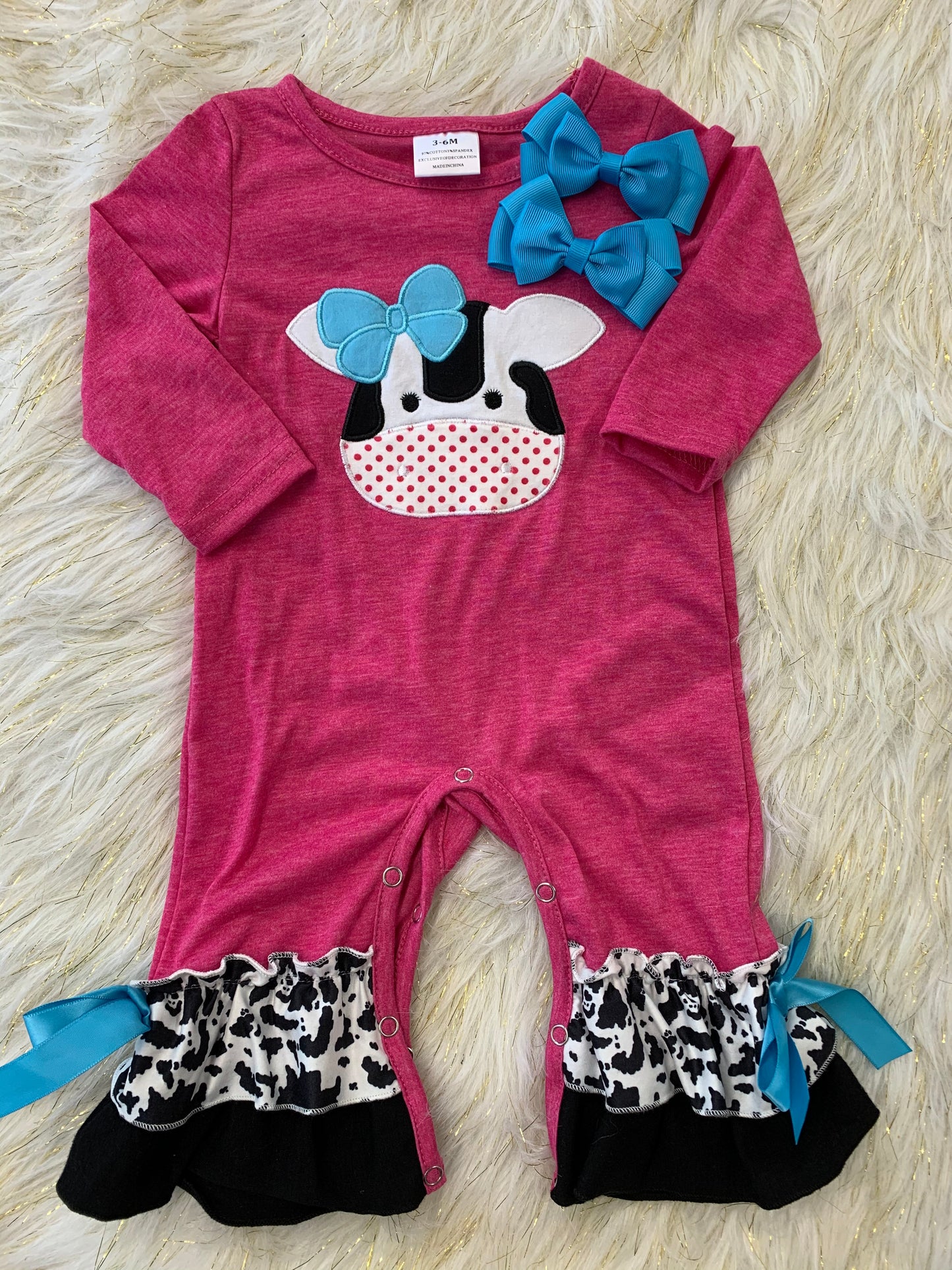 Pink Cow Romper