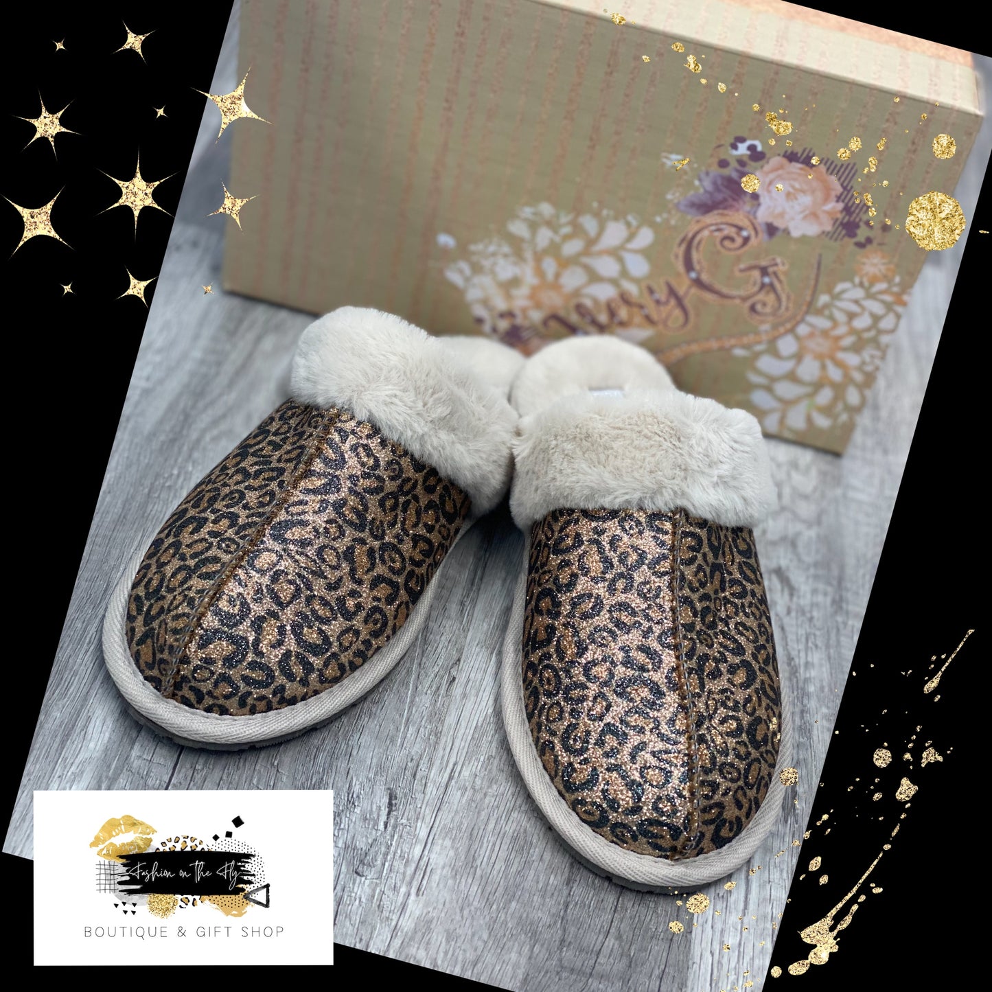 Diggy slippers- Tan Leopord