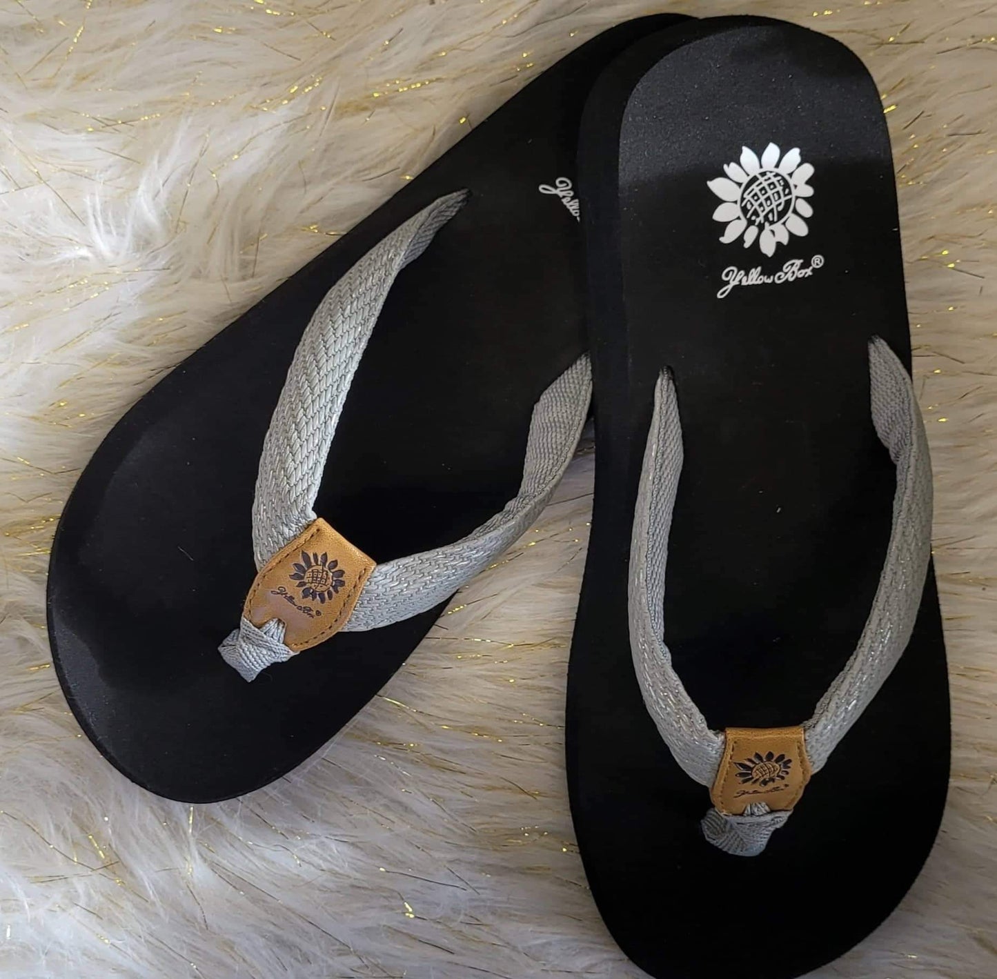 Yellow Box Flip Flop-Silver